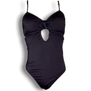 One piece solid black swimwear